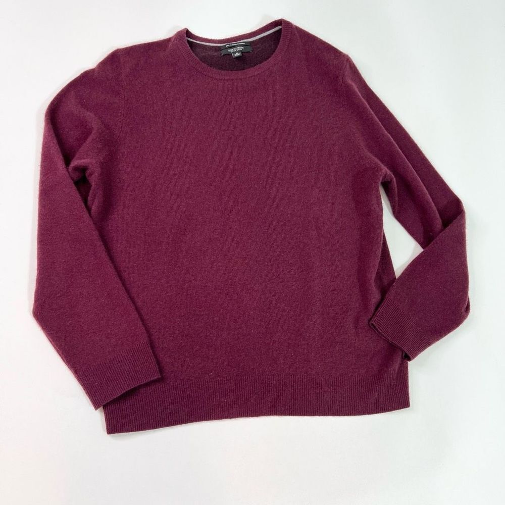 Nordstrom Sweaters Mens Medium Wine Red Ribbed Crew Neck Cashmere Pullover